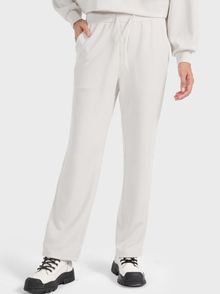 Shop Ivory Drawstring Pocketed Sport Pants - High-Quality U.S. Made Women’s Fashion with Free & Fast Shipping