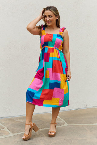 Shop And The Why Multicolored Square Print Summer Dress - High-Quality U.S. Made Women’s Fashion with Free & Fast Shipping