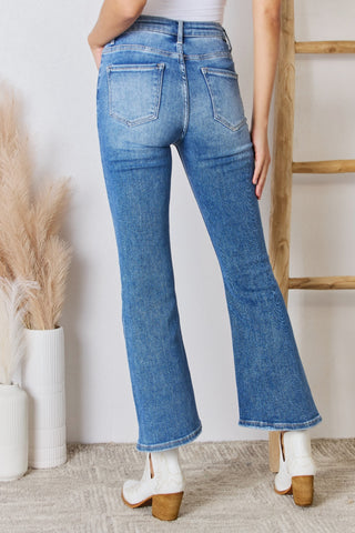 Shop RISEN Full Size High Rise Ankle Flare Jeans - High-Quality U.S. Made Women’s Fashion with Free & Fast Shipping