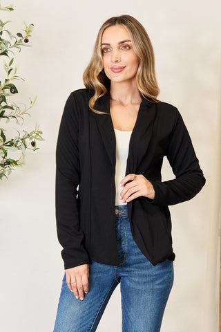 Shop Black Heimish Full Size Open Front Long Sleeve Blazer - High-Quality U.S. Made Women’s Fashion with Free & Fast Shipping