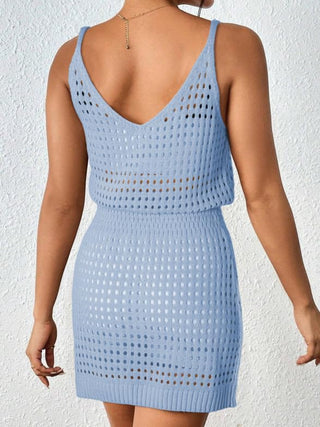 Shop Openwork V-Neck Sleeveless Cover Up Dress - High-Quality U.S. Made Women’s Fashion with Free & Fast Shipping