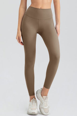 Shop Khaki Wide Waistband Slim Fit Active Leggings - High-Quality U.S. Made Women’s Fashion with Free & Fast Shipping