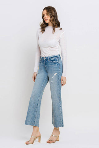 Shop Vervet by Flying Monkey Mid Rise Crop Wide Leg Jeans - High-Quality U.S. Made Women’s Fashion with Free & Fast Shipping