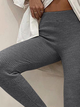 Shop Ribbed Mid Waist Leggings - High-Quality U.S. Made Women’s Fashion with Free & Fast Shipping