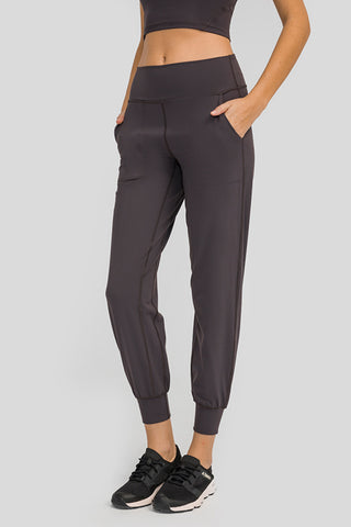 Shop Dark Gray Wide Waistband Slant Pocket Pants - High-Quality U.S. Made Women’s Fashion with Free & Fast Shipping