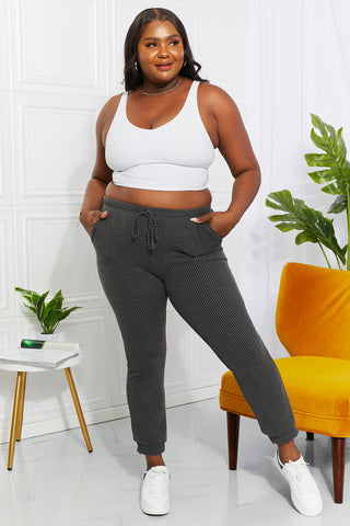 Shop Blumin Apparel Full Size Easy Living Ribbed Joggers - High-Quality U.S. Made Women’s Fashion with Free & Fast Shipping