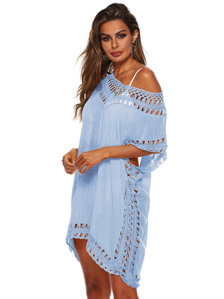 Shop Cutout V-Neck Short Sleeve Cover-Up - High-Quality U.S. Made Women’s Fashion with Free Fast Shipping