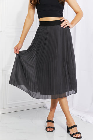 Shop Zenana Full Size Romantic At Heart Pleated Chiffon Midi Skirt - High-Quality U.S. Made Women’s Fashion with Free & Fast Shipping