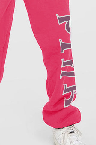 Shop Simply Love Full Size PINK Graphic Sweatpants - High-Quality U.S. Made Women’s Fashion with Free Fast Shipping