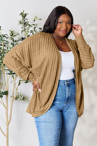 Shop Basic Bae Full Size Ribbed Cocoon Cardigan - High-Quality U.S. Made Women’s Fashion with Free & Fast Shipping