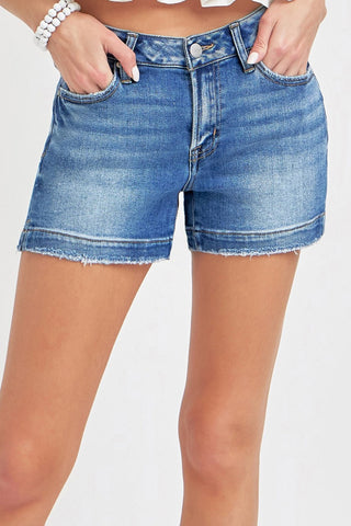 Shop RISEN Low Rise Slit Denim Shorts - High-Quality U.S. Made Women’s Fashion with Free Fast Shipping