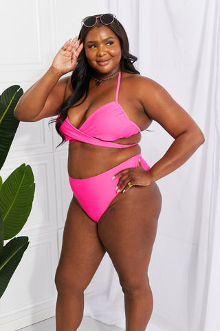 Shop Marina West Swim Summer Splash Halter Bikini Set in Pink - High-Quality U.S. Made Women’s Fashion with Free Fast Shipping