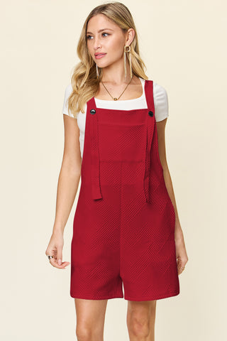 Shop Deep Red Double Take Full Size Texture Sleeveless Romper - High-Quality U.S. Made Women’s Fashion with Free & Fast Shipping