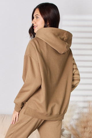 Shop RISEN Drawstring Drop Shoulder Long Sleeve Hoodie - High-Quality U.S. Made Women’s Fashion with Free & Fast Shipping