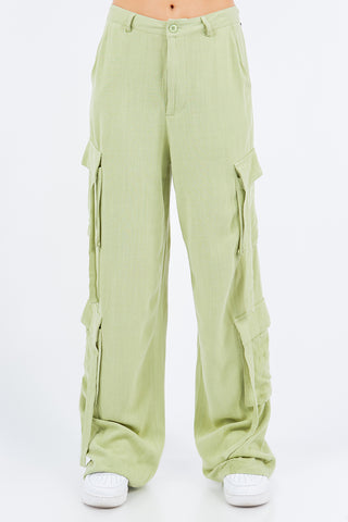 Shop Sage American Bazi Linen Wide Leg Cargo Pants - High-Quality U.S. Made Women’s Fashion with Free & Fast Shipping