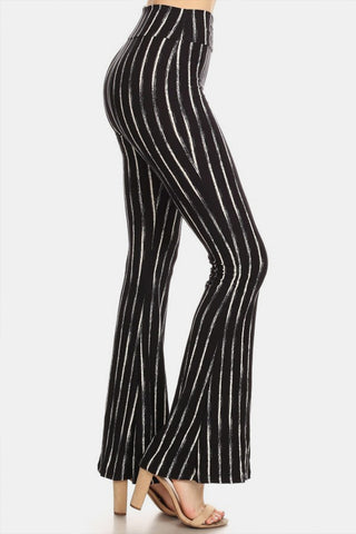 Shop Leggings Depot Striped High Waist Flare Pants - High-Quality U.S. Made Women’s Fashion with Free & Fast Shipping