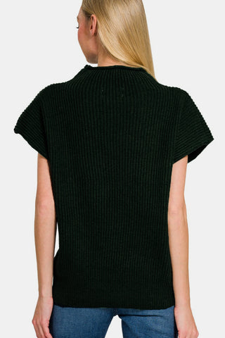 Shop Zenana Short Sleeve Mock Neck Sweater - High-Quality U.S. Made Women’s Fashion with Free & Fast Shipping