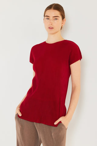 Shop Maroon Red Marina West Swim Rib Pleated Cap Sleeve Top - High-Quality U.S. Made Women’s Fashion with Free & Fast Shipping