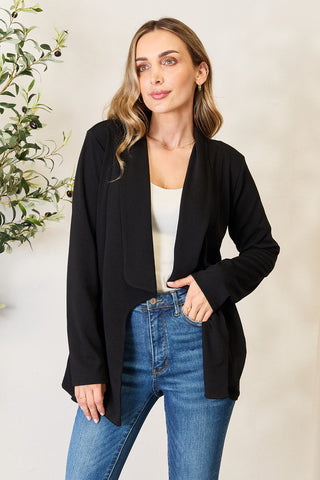 Shop Black Heimish Full Size Open Front Long Sleeve Blazer - High-Quality U.S. Made Women’s Fashion with Free & Fast Shipping