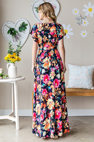 Shop Heimish Full Size Floral Surplice Tie Waist Maxi Dress - High-Quality U.S. Made Women’s Fashion with Free & Fast Shipping