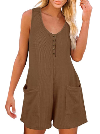 Shop Full Size Pocketed Scoop Neck Sleeveless Romper - High-Quality U.S. Made Women’s Fashion with Free & Fast Shipping