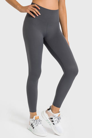 Shop Gray High Waist Ankle-Length Yoga Leggings - High-Quality U.S. Made Women’s Fashion with Free & Fast Shipping