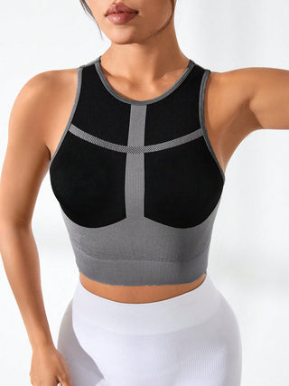 Shop Color Block Round Neck Active Tank - High-Quality U.S. Made Women’s Fashion with Free & Fast Shipping