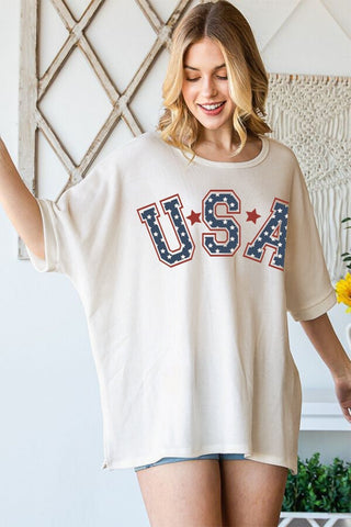 Shop HOPELY USA Graphic Round Neck T-Shirt - High-Quality U.S. Made Women’s Fashion with Free & Fast Shipping