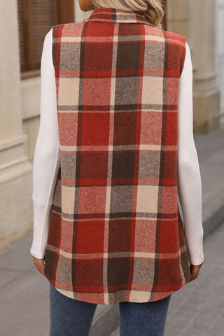 Shop Plaid Button Up Vest Coat - High-Quality U.S. Made Women’s Fashion with Free Fast Shipping