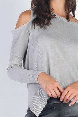 Shop UNIQ Cold Shoulder Long Sleeve Knit Top - High-Quality U.S. Made Women’s Fashion with Free & Fast Shipping