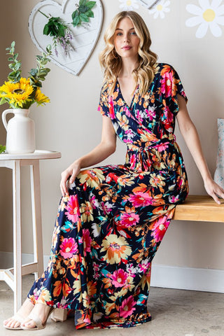 Shop Heimish Full Size Floral Surplice Tie Waist Maxi Dress - High-Quality U.S. Made Women’s Fashion with Free & Fast Shipping