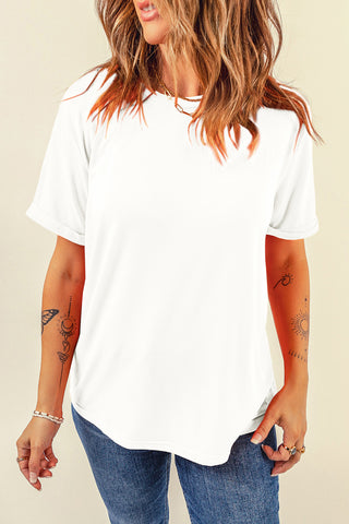 Shop Round Neck Short Sleeve T-Shirt - High-Quality U.S. Made Women’s Fashion with Free Fast Shipping