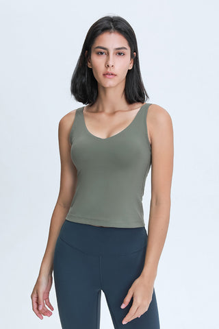 Shop Olive Millennia V Neck Active Tank - High-Quality U.S. Made Women’s Fashion with Free & Fast Shipping