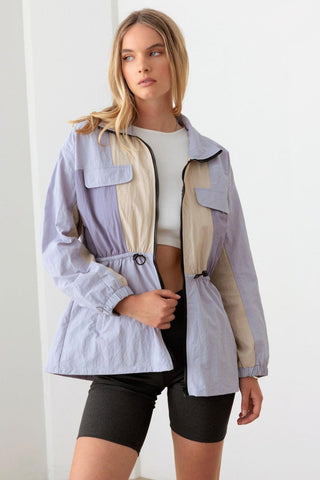 Shop Le Lis Color Block Collared Wind Breaker Jacket - High-Quality U.S. Made Women’s Fashion with Free & Fast Shipping