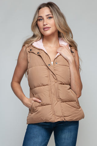 Shop Snobbish Snap and Zip Closure Hooded Vest - High-Quality U.S. Made Women’s Fashion with Free & Fast Shipping