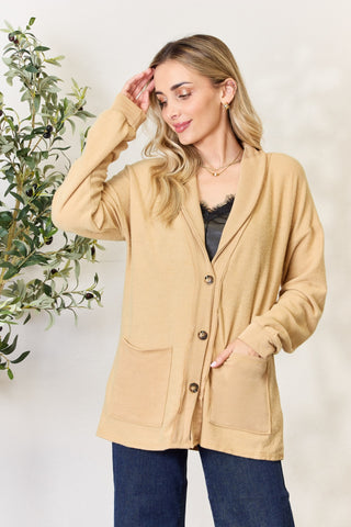 Shop Heimish Full Size Button Up Long Sleeve Cardigan - High-Quality U.S. Made Women’s Fashion with Free & Fast Shipping