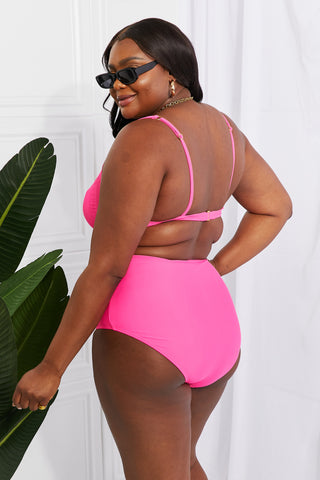 Shop Marina West Swim Take A Dip Twist High-Rise Bikini in Pink - High-Quality U.S. Made Women’s Fashion with Free Fast Shipping