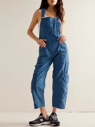 Shop Medium Pocketed Wide Strap Denim Overalls - High-Quality U.S. Made Women’s Fashion with Free & Fast Shipping