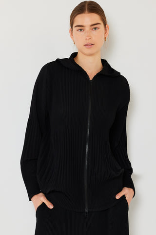 Shop Black Marina West Swim Pleated Unisex Plisse Jacket with 2 Way Zipper - High-Quality U.S. Made Women’s Fashion with Free & Fast Shipping