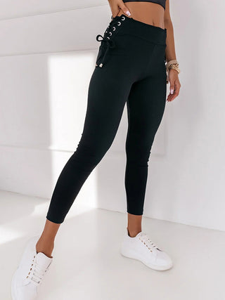 Shop Wide Waistband Lace-Up Leggings - High-Quality U.S. Made Women’s Fashion with Free & Fast Shipping