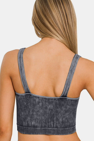 Shop Zenana Washed Ribbed Cropped V-Neck Tank - High-Quality U.S. Made Women’s Fashion with Free & Fast Shipping