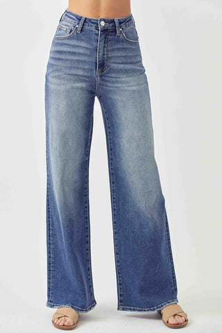 Shop Risen Full Size High Rise Wide Leg Jeans - High-Quality U.S. Made Women’s Fashion with Free & Fast Shipping