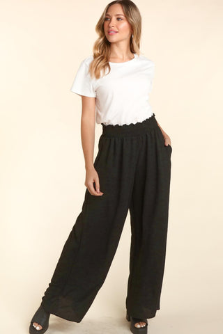 Shop Haptics Elastic Waist Wide Leg Pants with Pockets - High-Quality U.S. Made Women’s Fashion with Free & Fast Shipping