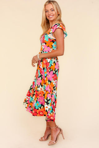 Shop Haptics Floral Midi Dress with Side Pockets - High-Quality U.S. Made Women’s Fashion with Free & Fast Shipping