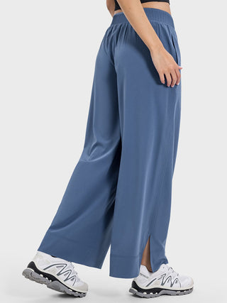 Shop Slit Wide Leg Active Pants - High-Quality U.S. Made Women’s Fashion with Free & Fast Shipping