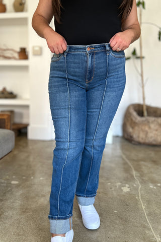 Shop Judy Blue Full Size High Waist Front Seam Detail Straight Jeans - High-Quality U.S. Made Women’s Fashion with Free & Fast Shipping