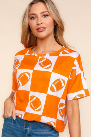 Shop Haptics Football Checkered Print Short Sleeve T-Shirt - High-Quality U.S. Made Women’s Fashion with Free & Fast Shipping