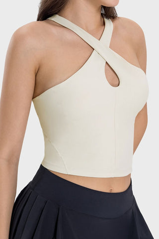 Shop Millennia Crisscross Grecian Neck Active Cami - High-Quality U.S. Made Women’s Fashion with Free & Fast Shipping