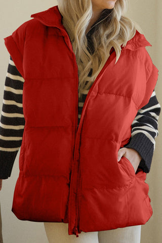 Shop Pocketed Zip Up Vest Coat - High-Quality U.S. Made Women’s Fashion with Free Fast Shipping