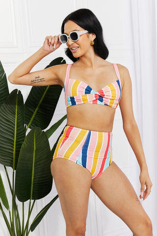 Shop Marina West Swim Take A Dip Twist High-Rise Bikini in Stripe - High-Quality U.S. Made Women’s Fashion with Free Fast Shipping